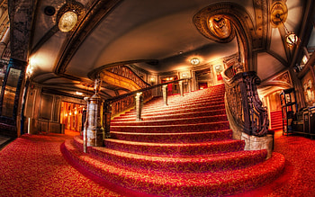 grand theater entrance r, carpet, stairs, theater, red, entrance, r HD wallpaper