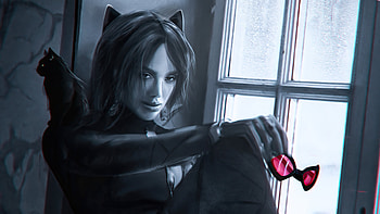 Catwoman After Long Day, catwoman, superheroes, artist, artwork, digital-art, monochrome, black-and-white HD wallpaper