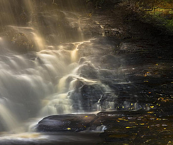 Waterfall, nature, sunlight, painting HD wallpaper