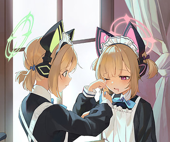 Saiba Midori & Saiba Momoi, maid, Saiba Momoi, Saiba Midori, video game, Blue Archive HD wallpaper