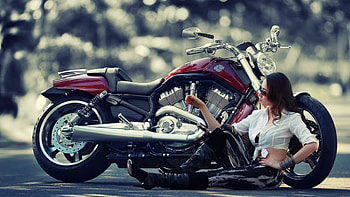 Harley-Davidson V-twin, Girls and Motorcycles HD wallpaper