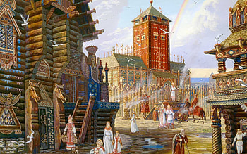 Baltic russia, baltic, architecture, painting, art, folklore, russia, people HD wallpaper