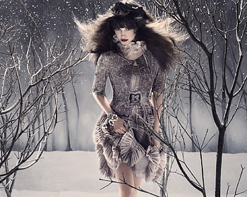 She's hot, winter, sexy, model, snow, hot, women, tree HD wallpaper
