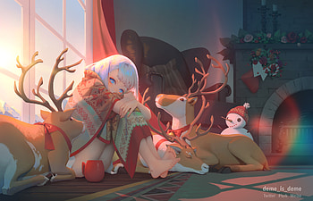 Christmas, reindeer, craciun, anime, girl, karesuki, manga HD wallpaper