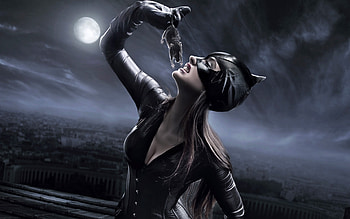 Catwoman, night, black, fantasy, moon, mouse, comics, luna, girl HD wallpaper