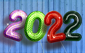2022 colorful realistic balloon digits, , Happy New Year 2022, colorful realistic balloons, 2022 concepts, 2022 new year, 2022 on blue background, 2022 year digits HD wallpaper