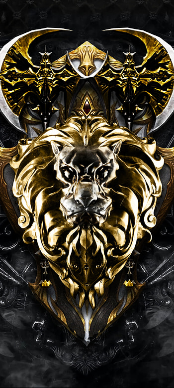 Gold Lion King, beautiful, door, premium, animal, luxury HD phone wallpaper