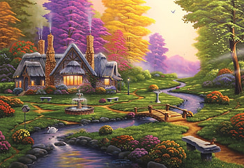 wonderful landscape, river, landscape, country, house HD wallpaper