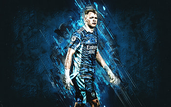 Aaron Ramsdale, Arsenal FC, English footballer, goalkeeper, red stone background, soccer, Premier League, England HD wallpaper