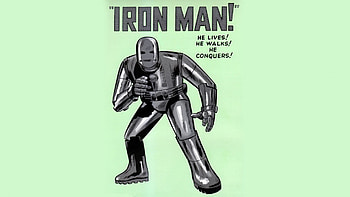 Iron Man - Mark I, typography, Iron Man, Mark I, Marvel Comics, illustration, armored suit HD wallpaper