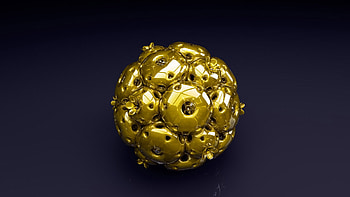 Gold 3D Ball, abstract, gold, 3d, ball HD wallpaper