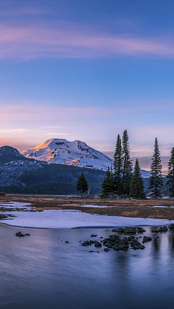 Sparks Lake , Oregon USA mountains HD phone wallpaper