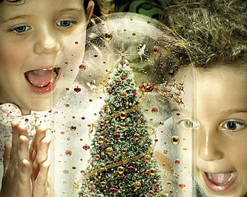 Merry Christmas, children, Christmas Tree, Christmas, smile, decor HD wallpaper