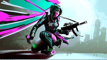 gamer, anime girl, Anime, paint, neon, neon anime HD wallpaper