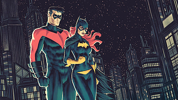 Nightwing with Batgirl HD wallpaper
