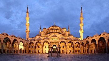 Blue Mosque Courtyard Dusk, Istanbul, Sultan Ahmed Mosque, Visit HD wallpaper