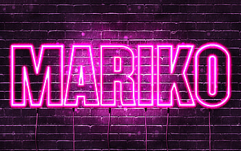 Happy Birtay Mariko, , pink neon lights, Mariko name, creative, Mariko Happy Birtay, Mariko Birtay, popular japanese female names, with Mariko name, Mariko HD wallpaper