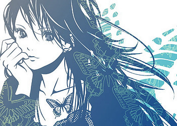 Blue Butterfly Girl, blue, kawaii, butterfly, cute, girl HD wallpaper