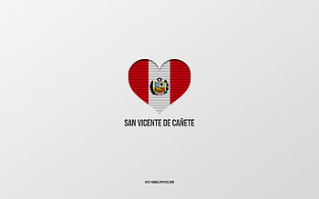 I Love San Vicente de Canete, Peruvian cities, Day of San Vicente de Canete, gray background, Peru, San Vicente de Canete, Peruvian flag heart, favorite cities, Love San Vicente de Canete HD wallpaper