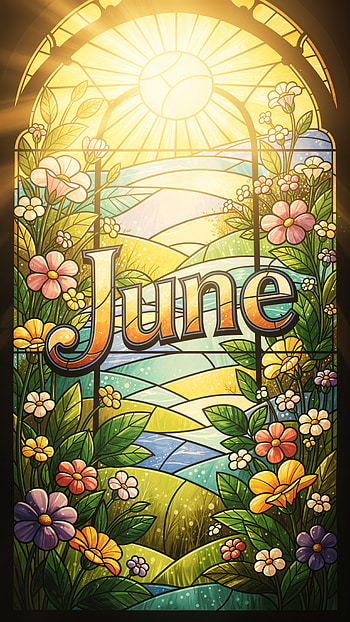 June Sunlit Window — , Stained Glass, Flower HD phone wallpaper