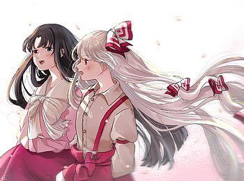 Fujiwara no Mokou & Kaguya Houraisan, Kaguya Houraisan, Fujiwara no Mokou, Anime, Touhou HD wallpaper