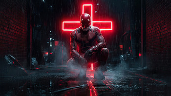 Daredevil Rain Embrace, daredevil, superheroes, artwork, art, digital-art, ai HD wallpaper