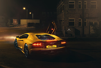 Lamborghini Aventador In The Night, lamborghini-aventador, lamborghini, cars, behance, artist HD wallpaper