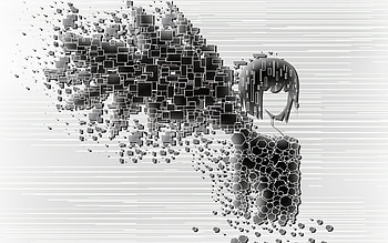 pixel angel, angel, white, pixel, black HD wallpaper