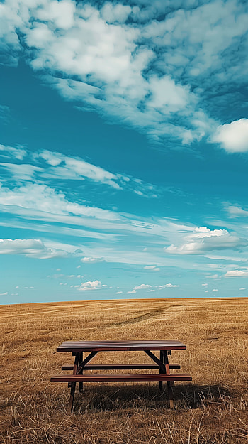 Serene Field Picnic Table, picnic table HD phone wallpaper