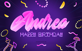 Happy Birtay Andrea, , Purple Party Background, Andrea, creative art, Happy Andrea birtay, Andrea name, Andrea Birtay, Birtay Party Background HD wallpaper