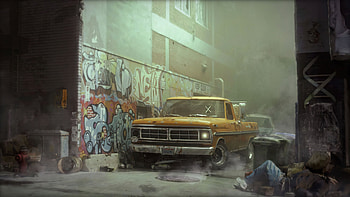 New York Street Abonded Ford , ford, artist, artwork, digital-art, artstation HD wallpaper