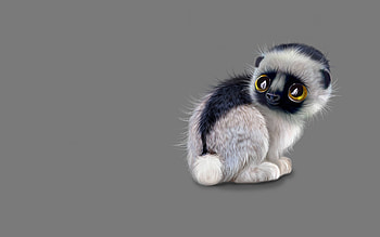 Baby lemur, lemur, cute, baby, copil, child, white, children, black, nefantano, grey, fantasy HD wallpaper