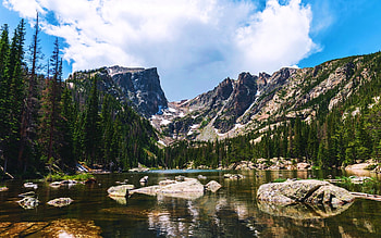Rocky Mountains National Park, Colorado, clouds, sky, rocks, water, usa, lake HD wallpaper