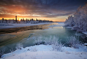 Winter sunset, winter, sky, nature, snow HD wallpaper