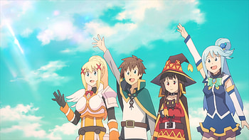 Darkness, Kazuma, Megumin, and Aqua, Anime, KonoSuba - God’s blessing on this wonderful world!! HD wallpaper