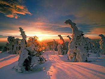 Snow Paradise, winter, snow, paradise, mountains, sunset, sunrise, ice HD wallpaper