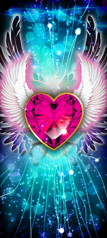 Pink Blue Love Wing, Heart, beautiful, magenta, diamond HD phone wallpaper
