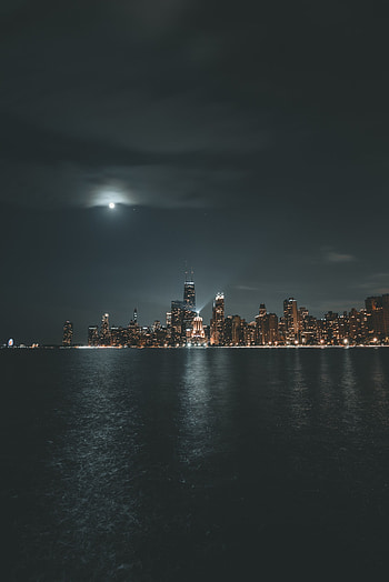 Cities, Architecture, Building, Lake, Night City, Panorama HD phone wallpaper