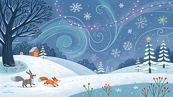 Enchanting Snowstorm: A Winter Wonderland, snowstorm, winter, snow, Animal, illustration, winter animals HD wallpaper