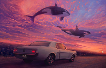 Place Where Whales Fly, artist, artwork, digital-art, whale, fantasy, artstation HD wallpaper