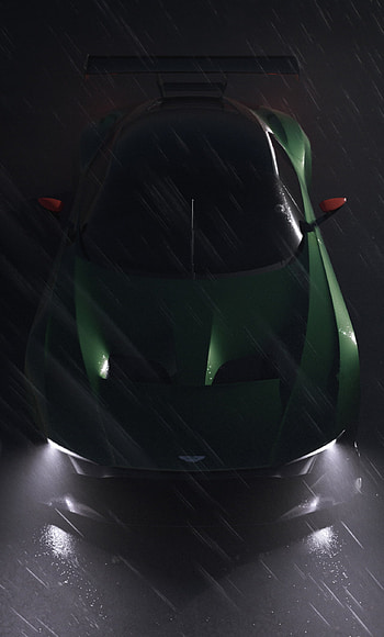 Green Aston Martin, Vulcan, Rain night out HD phone wallpaper