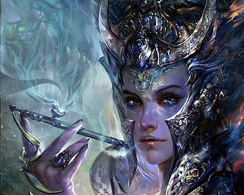 The Queen, blue, art, girl, beauty, lorlandchen, woman, fantasy, helmet, luminos, queen, warrior HD wallpaper