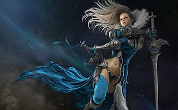 Fantasy Girl, girl, swords, weapons, warrior HD wallpaper
