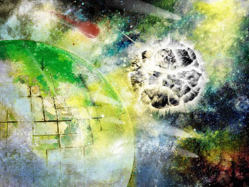 Space War Earth With Earth, explosion, abstract, scifi, electricity, space, destroyed, spheres HD wallpaper