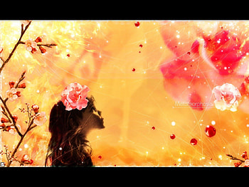 metomorphose, black, girl, beautiful, pink, light, air, yellow, flowers, new, sun, dream HD wallpaper
