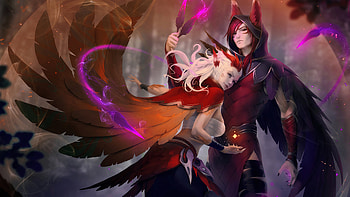 Xayah and Rakan in Stunning Ultra, video game, League Of Legends, Xayah (League of Legends), Rakan (League of Legends) HD wallpaper