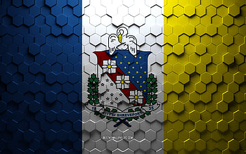 Flag of Shreveport, Louisiana, honeycomb art, Shreveport hexagons flag, Shreveport, 3d hexagons art, Shreveport flag HD wallpaper