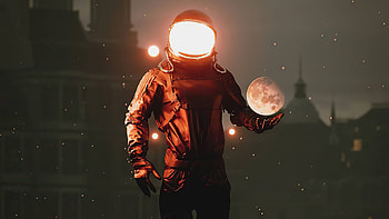 Astronaut With Moon Fantasy , astronaut, artist, artwork, digital-art HD wallpaper