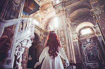 Morning Star, stairs, Sword, light, stone, women, castle, beauty HD wallpaper