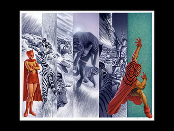 Mancat, comic, cat, fantasy, man HD wallpaper